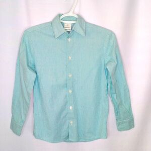 ⭐ Van Heusen Boy's Blue Dress Shirt Mini Check Classic Button Down Cotton  sz 10